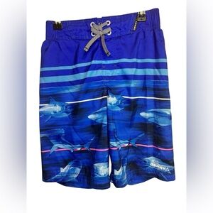 💥Gerry Blue Shark Print Kids Swim Trunks Size 7/8